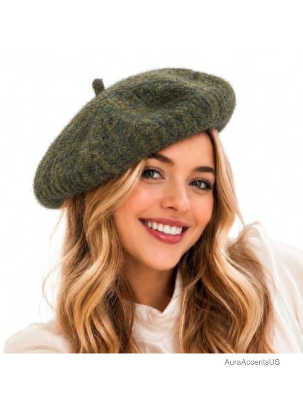 Women's French Beret Hat Soft Warm Chunky Knit Parisian Style